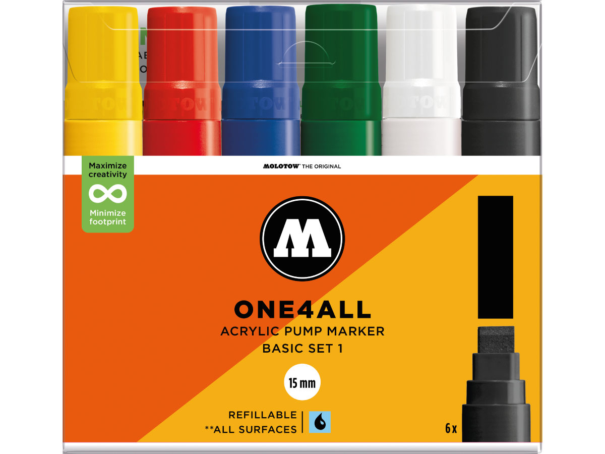 127HS Basic Set 15mm (6x) Molotow One4All Acryl Marker
