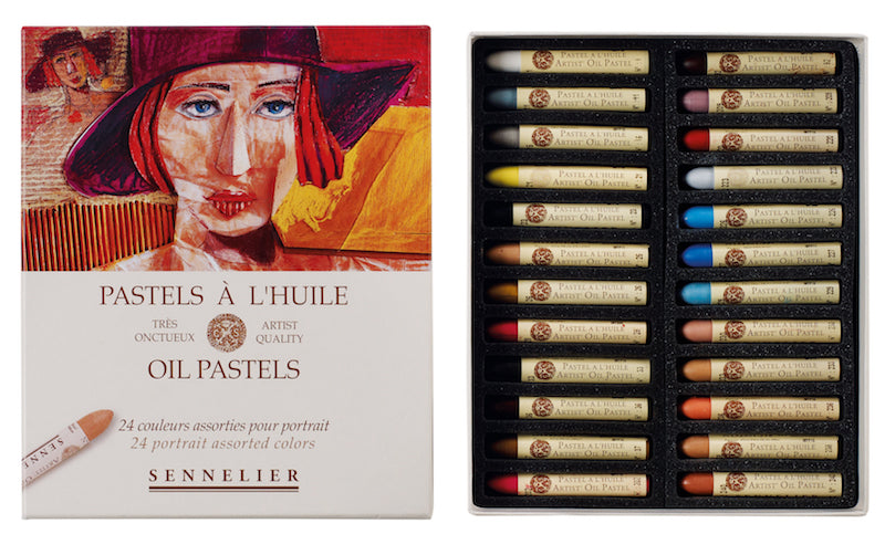 set 24 "Portret" kartonnen doos Oliepastels Sennelier