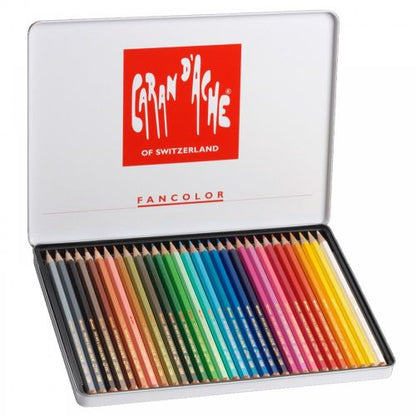 Fancolor potloden metalen doos 30 kleuren set Caran D'Ache