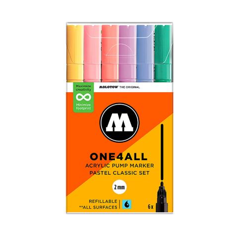 127HS Pastel Classic Set - 2mm (6x) Molotow One4All Acryl Marker