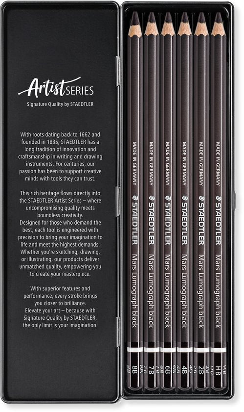 Set Potloden Staedtler Mars Lumograph Black x6 8B-HB