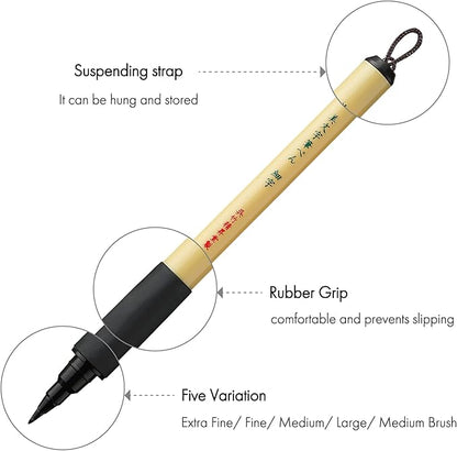 Kuretake Bimoji Fude Pen zwarte inkt, hard brush