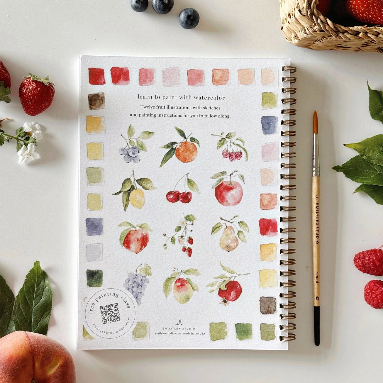 Aquarelverf werkboek - Fruit- emily lex studio watercolor workbook