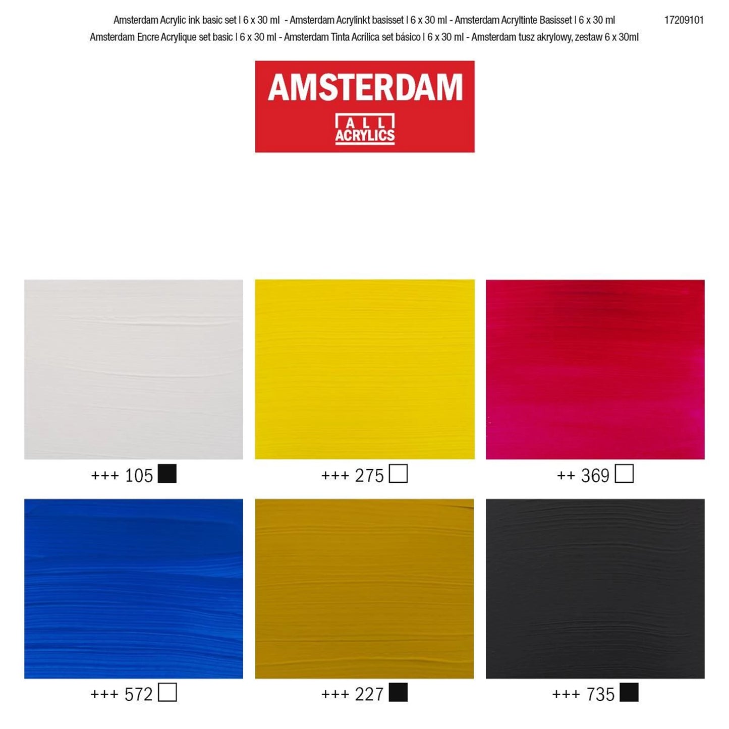 Acryl Inkt Basis set 6x30 ml Amsterdam