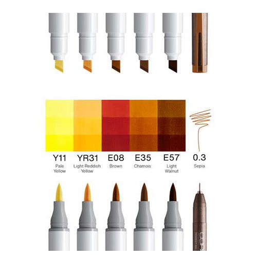 Copic Ciao Portrait Set, Golden Grace, 5 kleuren + multiliner