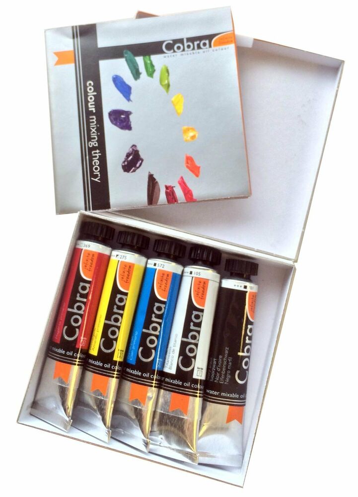 Colour mixing set 5 Kleuren Cobra 20 ml Waterverdunbare Olieverf