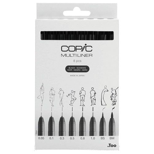 Copic Multiliner set zwart 8 stuks