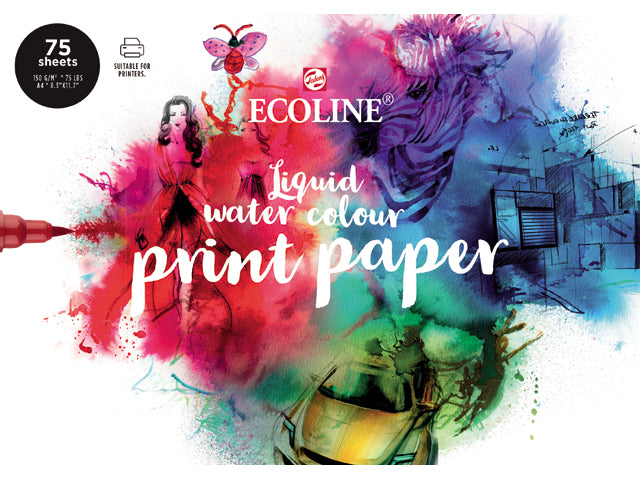 Ecoline Liquid Water Colour pak 75 vel A4 Print Papier