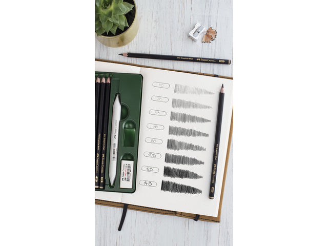 Pitt Graphite Matt Set 11 in blik Faber Castell