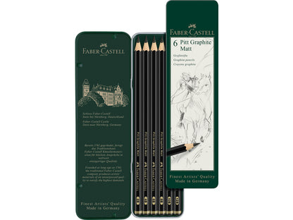 Pitt Graphite Matt Set 6 in blik Faber Castell