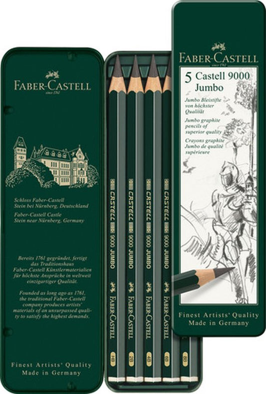 Grafiet Potloden Set 5 in blik Castell 9000 jumbo