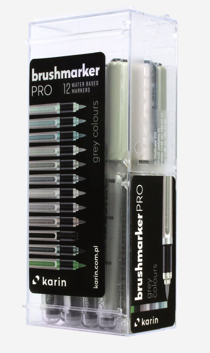 Brushmarker PRO 12 "Grey colours" set Karin