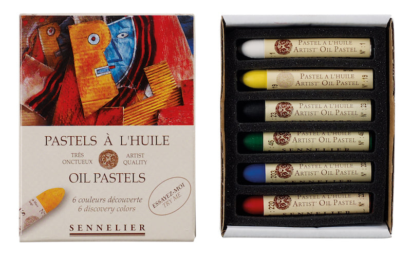 Set 6 pastels "Ontdekking"   kartonnen doos Oliepastels Sennelier