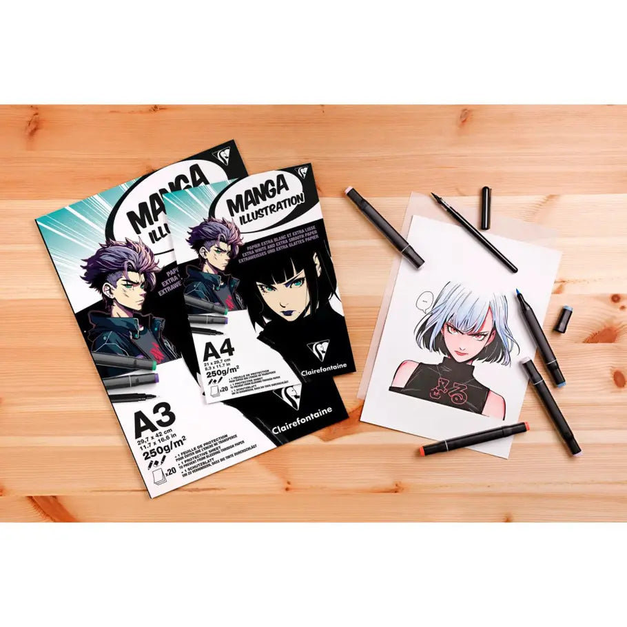 Manga A4 20 vel Wit glad papier 250gr Clairefontaine