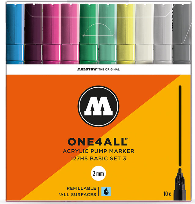 127HS Basic Set 3 - 2mm (10x) Molotow One4All Acryl Marker