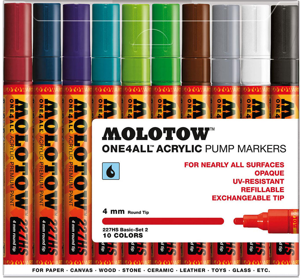 227HS Basic Set 2 - 4mm (x10) Molotow One4All Acryl Marker