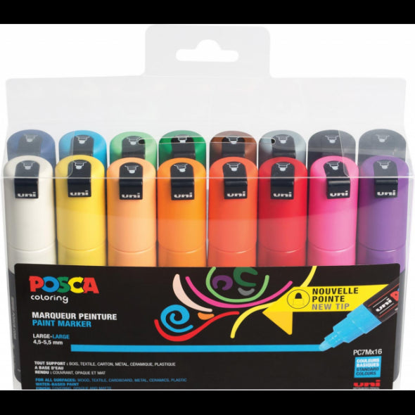 Posca PC7M/16A set 16 kleuren ronde punt verfstiften