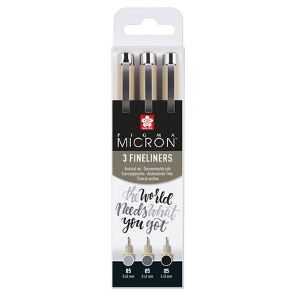 PIGMA Micron 3 Set Fineliners ZWART/GRIJS Sakura 05