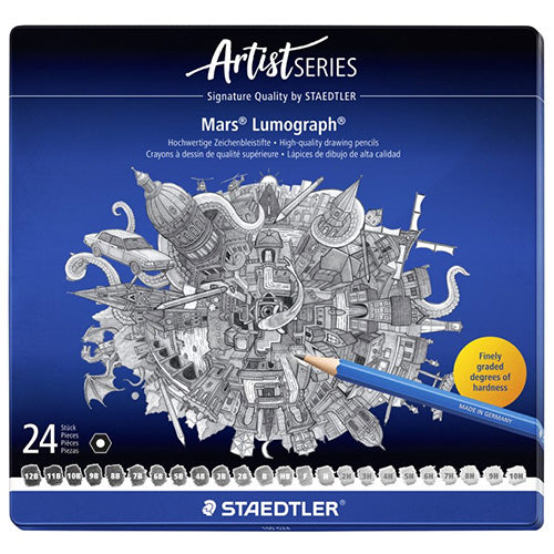 Set Potloden Staedtler Mars Lumograph x24 12B-10H