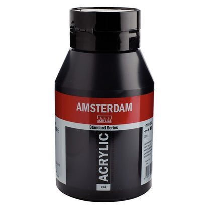 702 Lampenzwart 1 liter Acryl 1000ml  pot Amsterdam