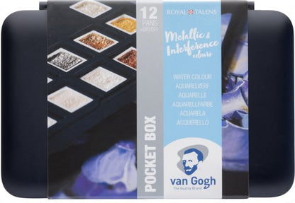 Pocketbox Metallic & Interference Colours 12 napjes Aquarel verf Van Gogh Set