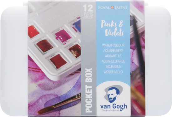 Pocketbox Pink & Violets Colours 12 napjes Aquarel verf Van Gogh Set