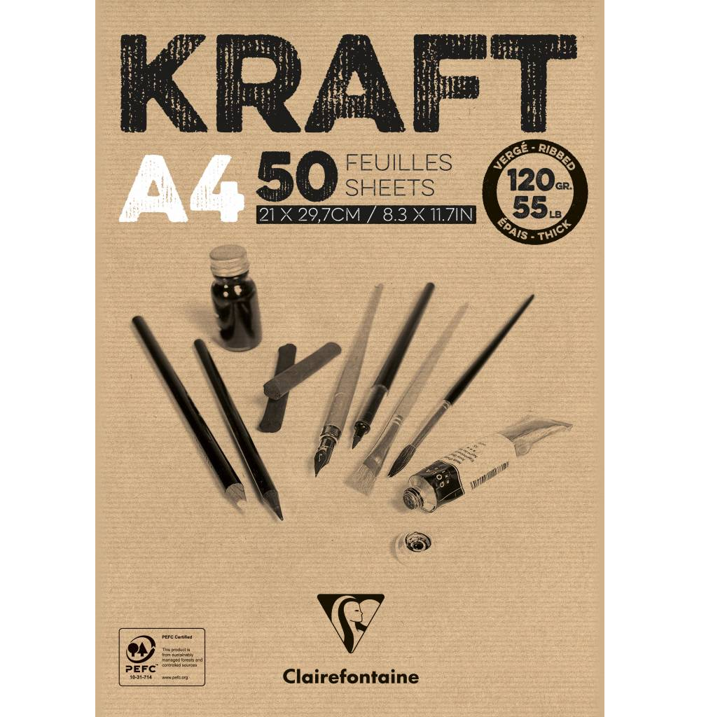 KRAFT bruin papier A4 50vel 120gr Clairefontaine