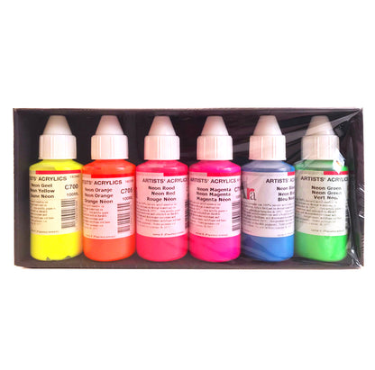 ARA Set Neon Fluor set 6 x 100ml Artists Acrylics