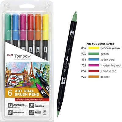 Tombow Dual Brush Set 6 Dermatologically Tested Colours