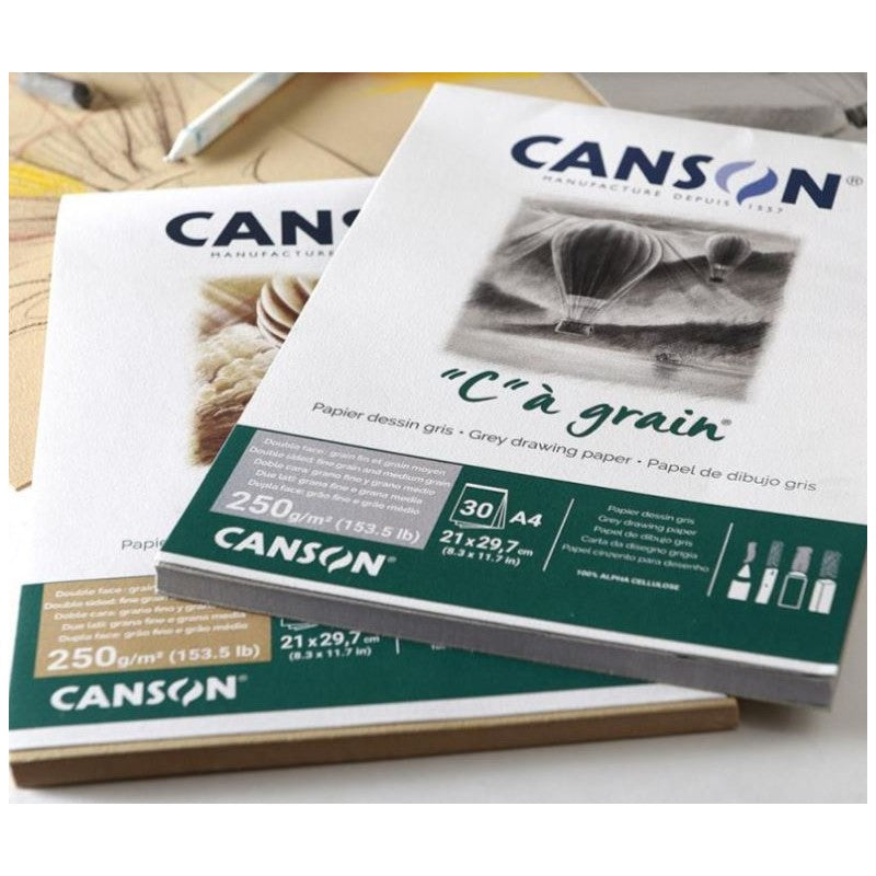 Canson C' a Grain Toned A3 250 gr. Tekenblok gelijmd 30 vel Okergeel