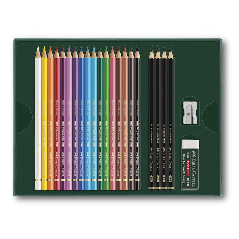 Tekenset Faber-Castell Polychromos en Pitt Grafiet Matt 23-delig