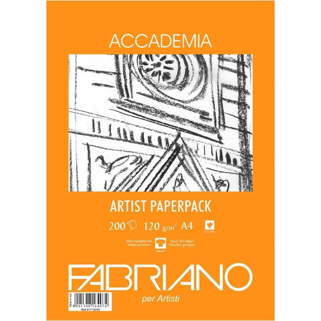 Tekenpapier Pak A4 120GR.200 Vel gele verpakking Fabriano Accademia