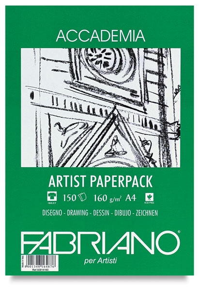 Tekenpapier Pak A4 160GR.150 Vel groene verpakking Fabriano Accademia