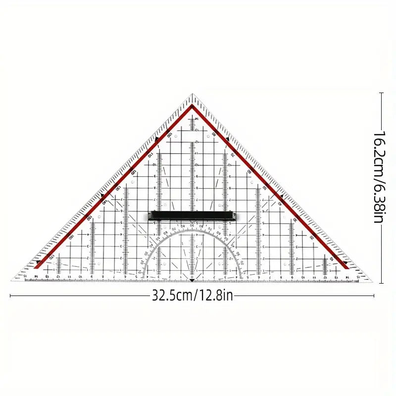 Geodriehoek plexiglas met greep 32cm (groot model)