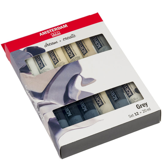 Amsterdam Acrylverf Set Grey 12x20 ml