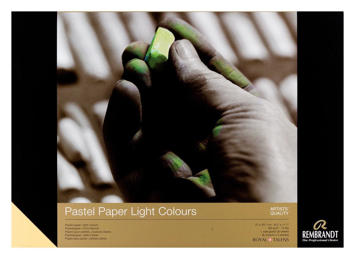 Blok pastelpapier, (29,7x42cm)=A3, 6x5=30 vel, lichte kleuren, 160gr, Rembrandt