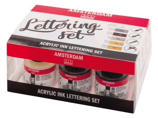 Lettering set 6x30 ml Amsterdam Acryl Inkt