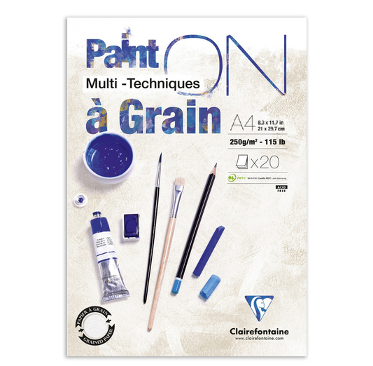 Paint-On A4 20 vel 250gr  a Grain Clairefontaine (structuur) Wit