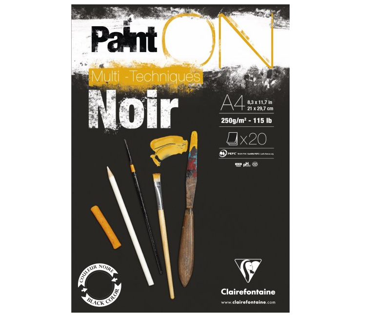 Paint-On A4 20 vel Zwart papier 250gr Clairefontaine