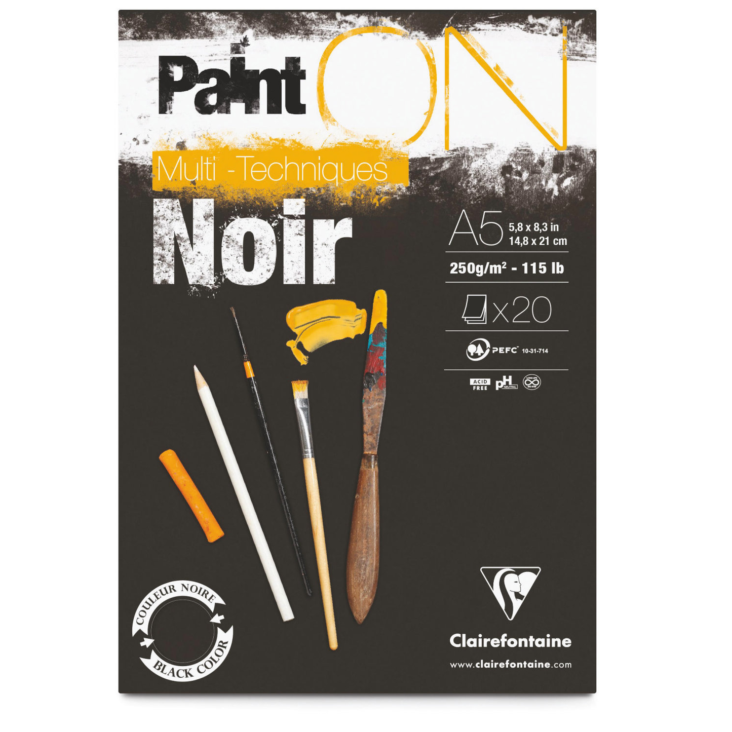 Paint-On A5 20 vel Zwart papier 250gr Clairefontaine