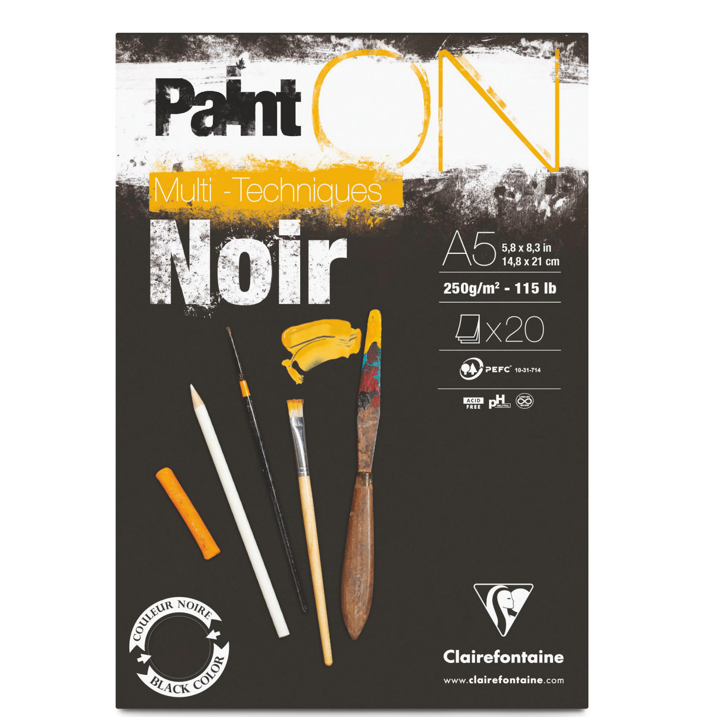 Paint-On A2 20 vel Zwart papier 250gr Clairefontaine