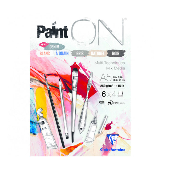 Paint-On A5 6x4 vel mix papier 250gr Clairefontaine