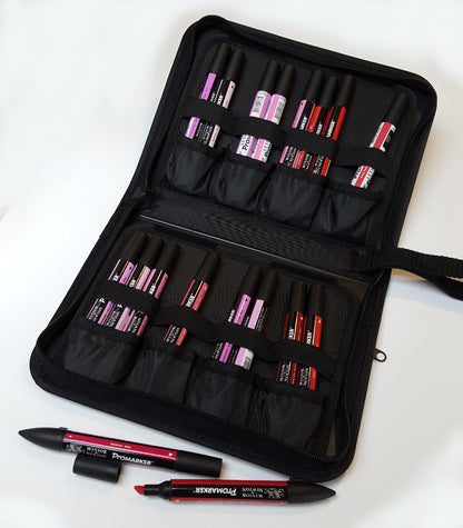 Wallet voor 24 promarkers of brushmarkers (etui)