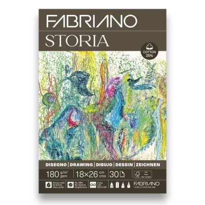 Fabriano Storia tekenpapier 18x26 cm 180 g/m2 25% katoen 30 vel