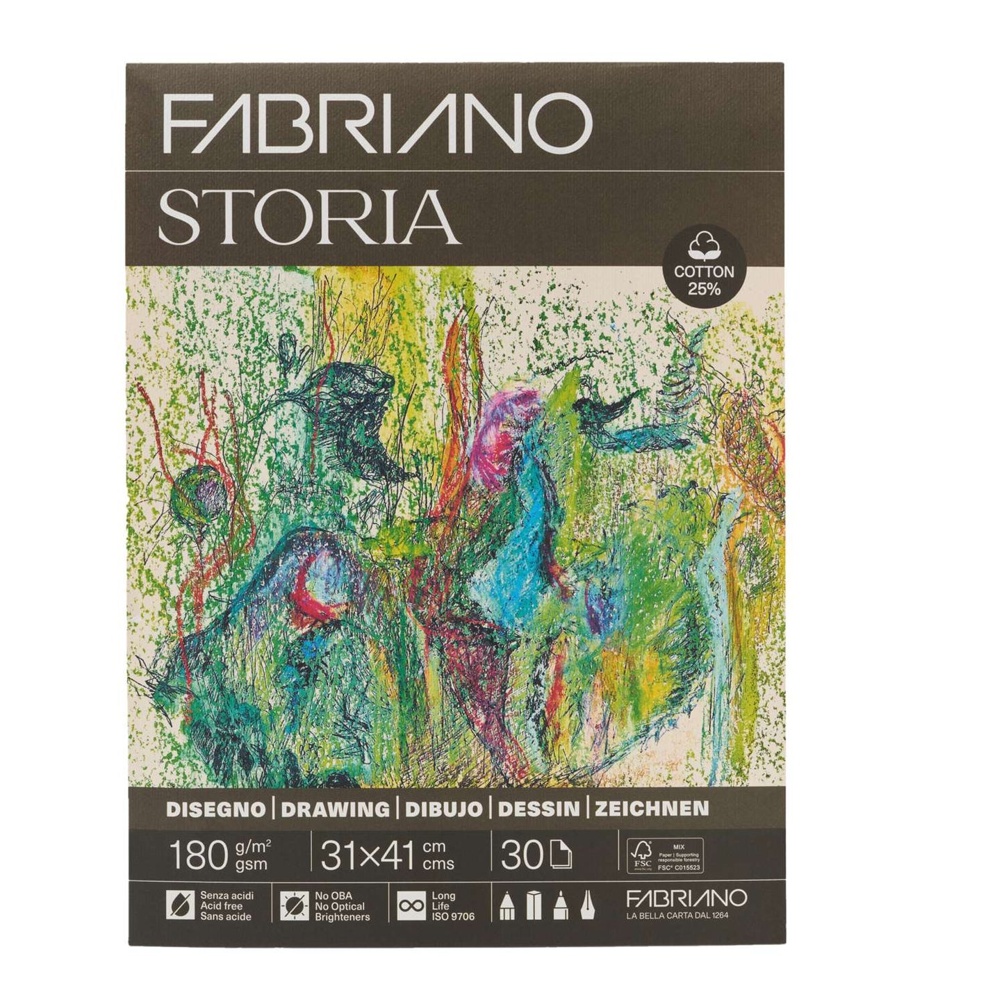 Fabriano Storia tekenpapier 18x26 cm 180 g/m2 25% katoen 30 vel