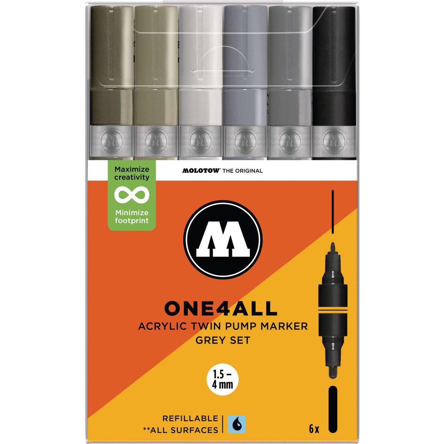 Twin Marker Grey Set (6x) One4All Molotow Acryl Marker