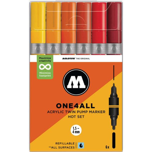 Twin Marker Hot Set (6x) One4All Molotow Acryl Marker