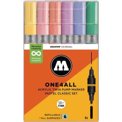 Twin Marker Pastel Classic Set (6x) One4All Molotow Acryl Marker