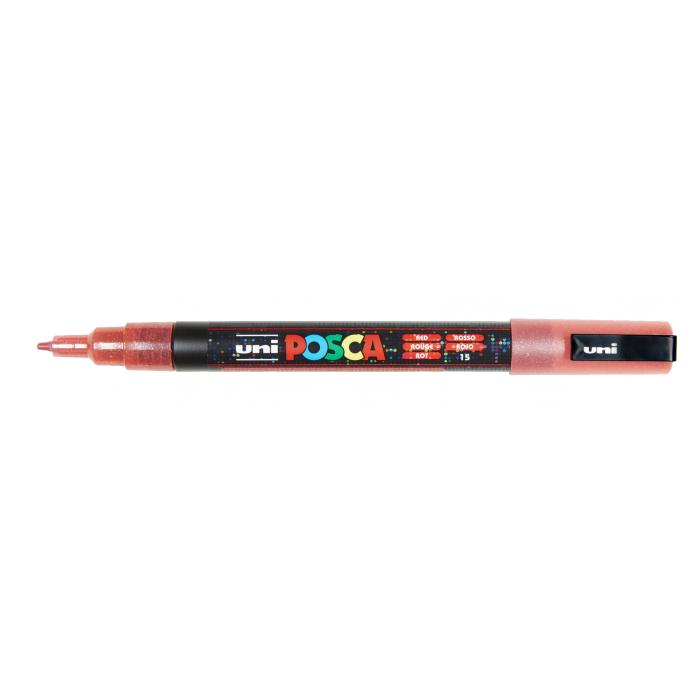 Posca verf stift PC3M Glitter Rood