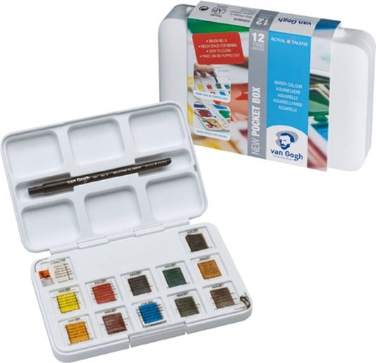 Pocketbox Basis kleuren 12 napjes Aquarel verf Van Gogh Set